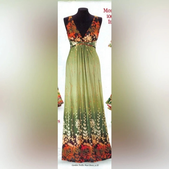 The Pyramid Collection Garden Girl Fairy Whimsy Trellis Floral Maxi Dress - Picture 4 of 9